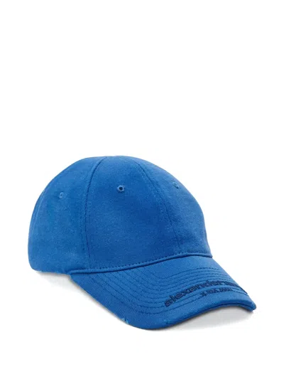 Alexander Wang Logo-embroidered Distressed Baseball Cap In Blue