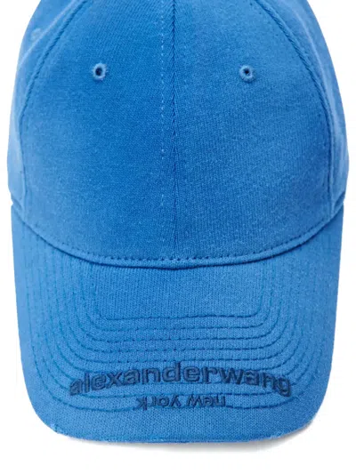 Alexander Wang Logo-embroidered Distressed Baseball Cap In Blue