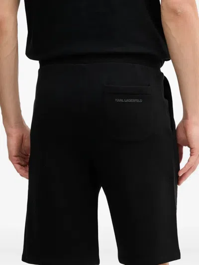Karl Lagerfeld Logo-patch Drawstring Shorts In Black