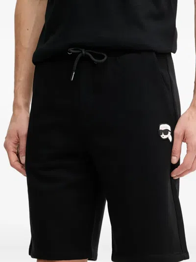 Karl Lagerfeld Logo-patch Drawstring Shorts In Black