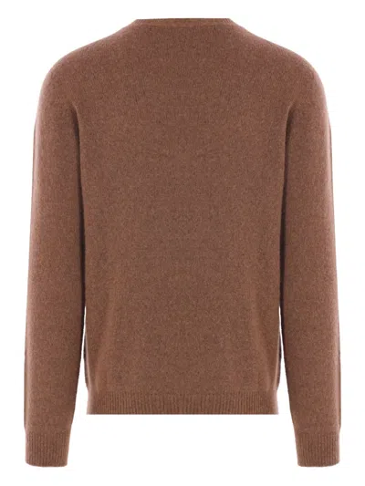 Roberto Collina Ribbed Crew Neck Sweater With Long Sleeves In Brown