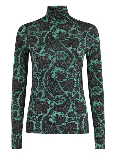 Ulla Johnson Floral-print Turtleneck Top In Black