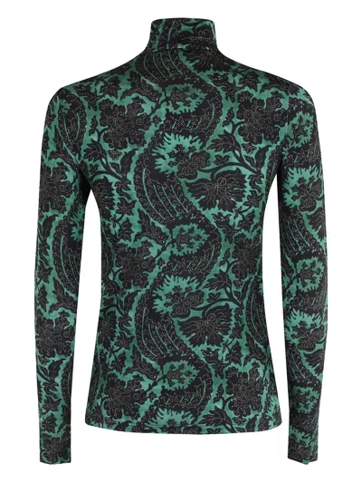 Ulla Johnson Floral-print Turtleneck Top In Black
