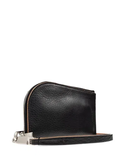 Rick Owens Curved Zip Leather Wallet In Black