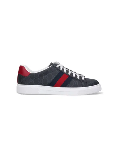 Gucci Gg Supreme Fabric Sneakers With Lateral Web Band