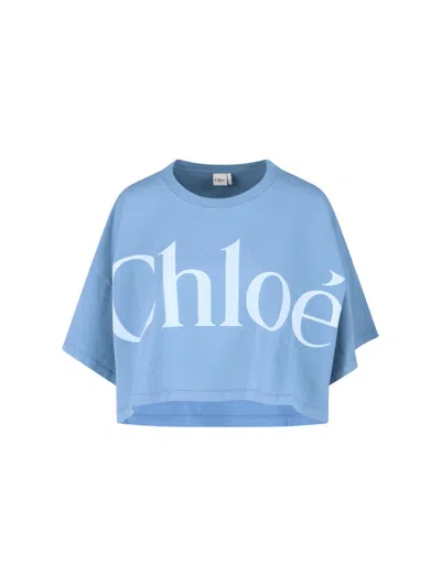 Chloé Oversize Signature Logo Crop Graphic T-shirt