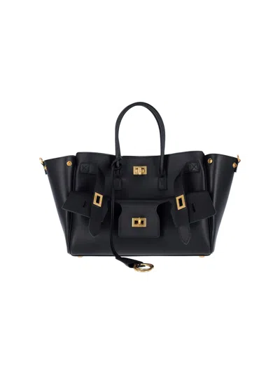 Balenciaga Structured Tote Bag With Buckle And Gold-tone In Black