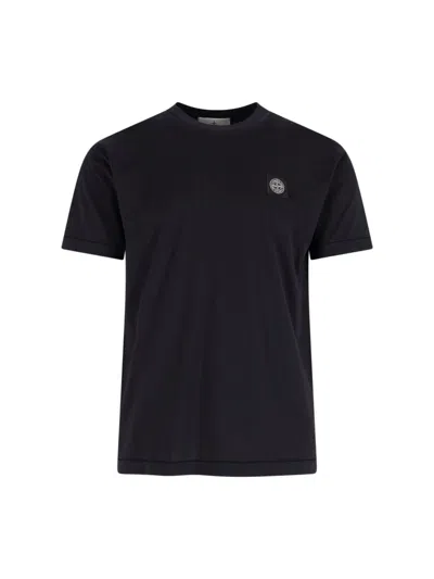 Stone Island Short-sleeved Cotton Jersey T-shirt In Black