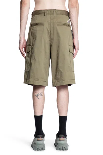 Moncler Cotton Gabardine Cargo Shorts In Neutral