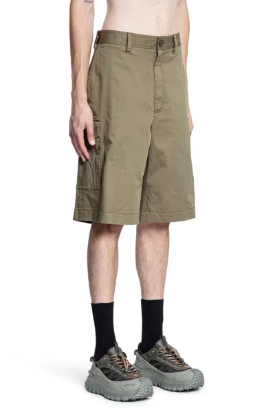 Moncler Cotton Gabardine Cargo Shorts In Neutral