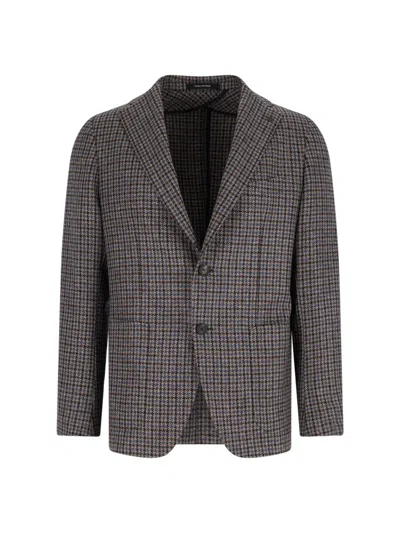 Tagliatore Tailored Blazer Houndstooth Front Pockets In Black