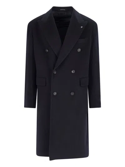 Tagliatore Black Double-breasted Coat With Four Pockets
