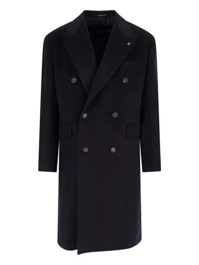 Tagliatore Black Double-breasted Coat With Four Pockets