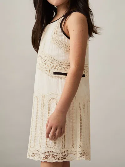 Reiss Ivory Contrast Trim Lace Dress