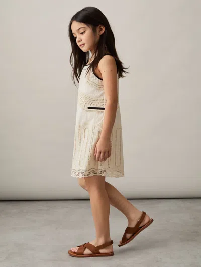 Reiss Ivory Crochia 4-9 Yrs Cotton Contrast-trim Lace Dress