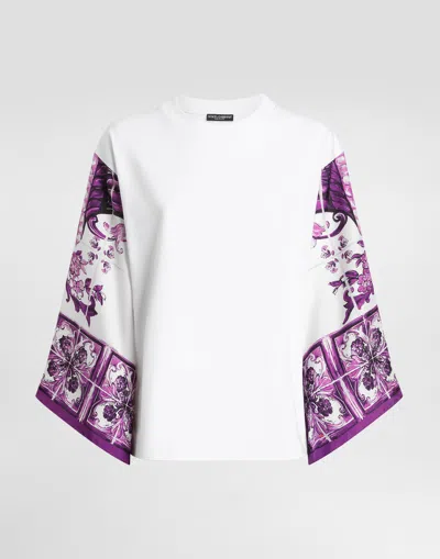 Dolce & Gabbana T-shirt With Silk Foulard Sleeves In Multi