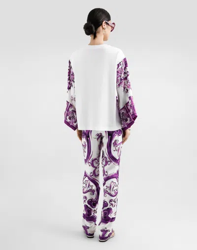 Dolce & Gabbana T-shirt With Silk Foulard Sleeves In Multi