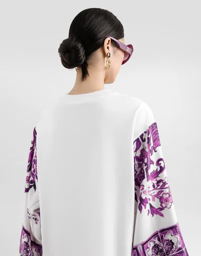 Dolce & Gabbana T-shirt With Silk Foulard Sleeves In Multi