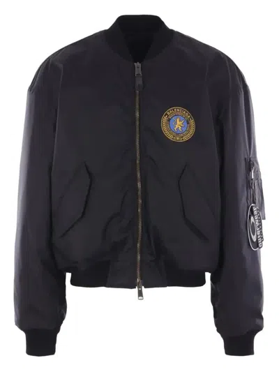 Balenciaga Black Polyamide Large Fit Bomber Jacket