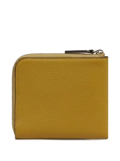 Marni Textured Leather Zip-around Wallet In Yellow