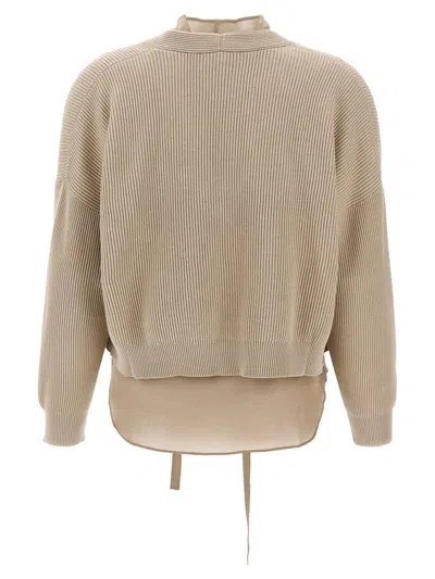 Brunello Cucinelli Layered Cardigan Sweaters And Cardigans Beige