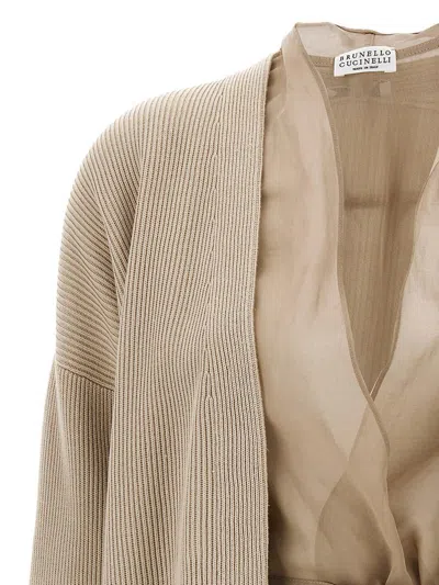 Brunello Cucinelli Layered Cardigan Sweaters And Cardigans Beige