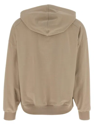 Brunello Cucinelli Hooded Kangaroo Pocket Top With Ribbed Cuffs In Brown