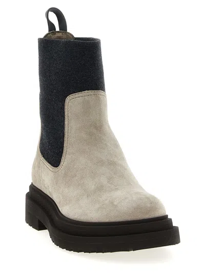 Brunello Cucinelli Precious Loop Detail Ankle Boots In Neutral