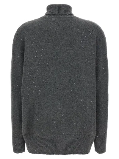 Brunello Cucinelli Sequin Sweater Sweaters And Cardigans Gray In Black