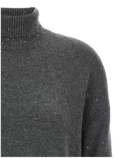 Brunello Cucinelli Sequin Sweater Sweaters And Cardigans Gray In Black