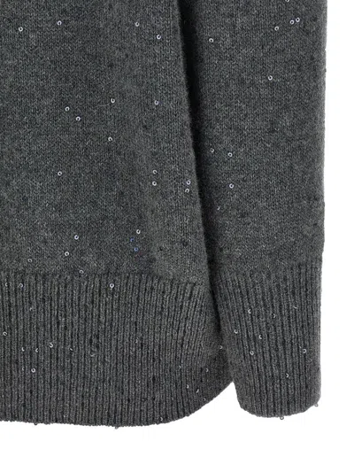 Brunello Cucinelli Sequin Sweater Sweaters And Cardigans Gray In Black