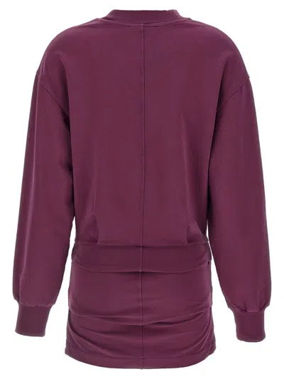 Attico Ruched Cotton-blend Fleece Minidress In Purple