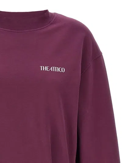 Attico Ruched Cotton-blend Fleece Minidress In Purple