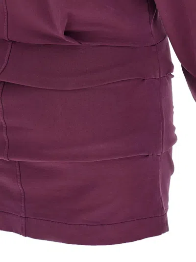 Attico Ruched Cotton-blend Fleece Minidress In Purple