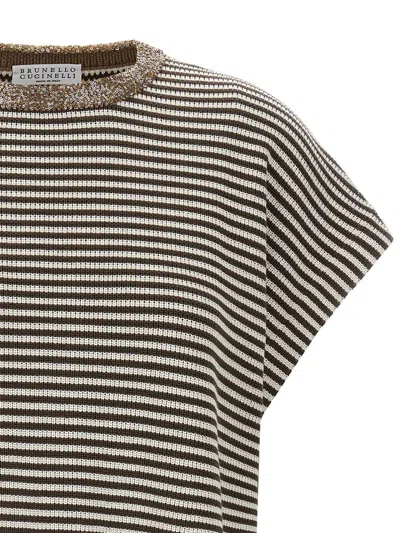 Brunello Cucinelli 'dazzling Collar Insert' T-shirt
