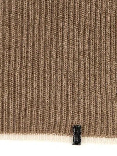 Brunello Cucinelli Monile Cashmere Scarf Scarves And Foulards Beige
