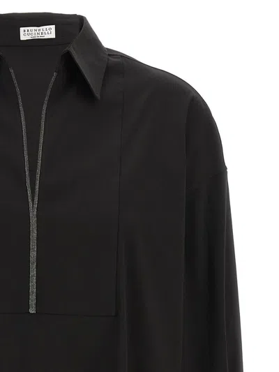 Brunello Cucinelli V-neck Shirt Monile Shirt And Blouse Black In Black