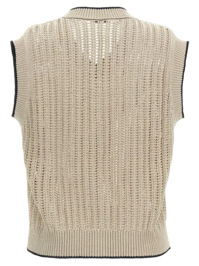 Brunello Cucinelli Beige Knit Vest In Neutral