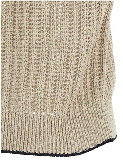Brunello Cucinelli Beige Knit Vest In Neutral