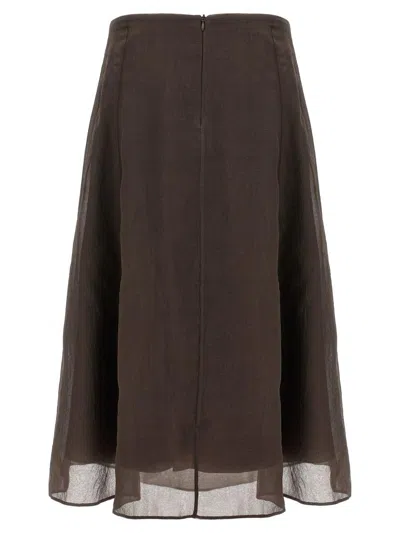 Brunello Cucinelli Sheer Silk Maxi Skirt With Flowing Silhouette In Green
