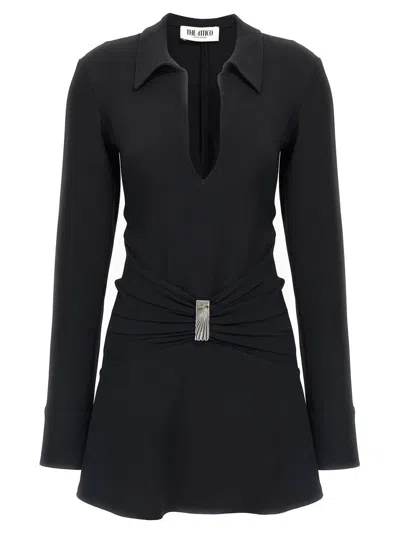 Attico Mini Dress With Deep V-neck In Black