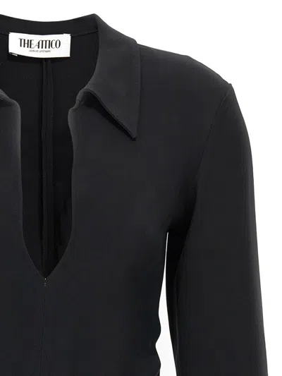 Attico Mini Dress With Deep V-neck In Black