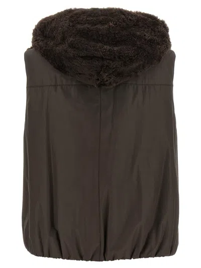 Brunello Cucinelli Monile Reversible Vest Gilet Brown In Brown