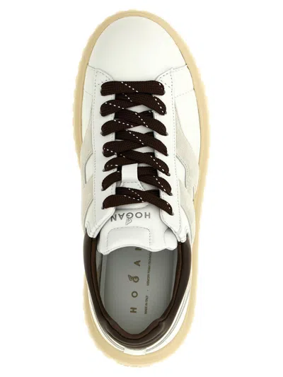 Hogan Striped Sneakers With Padded Collar And Contrasting Sole In White