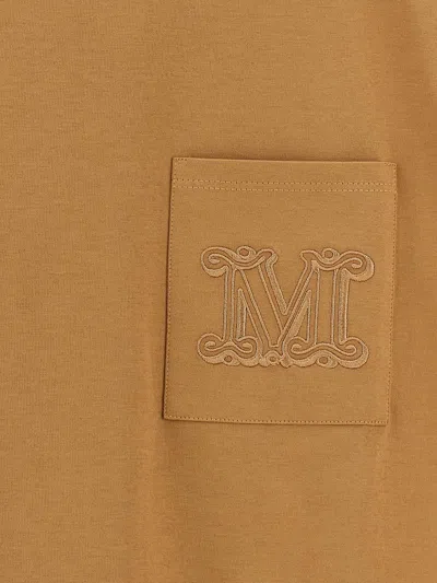 Max Mara Papaia Cotton T-shirt Embroidered Detail In Brown