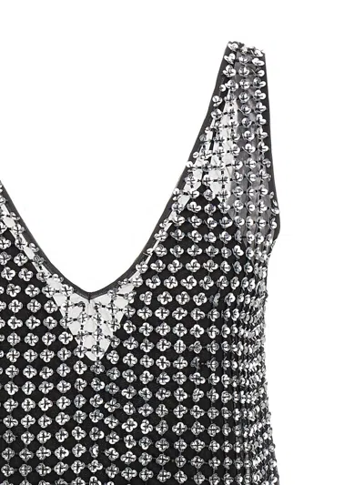 Max Mara Silk Organza Mini Dress With Floral Sequins In Black