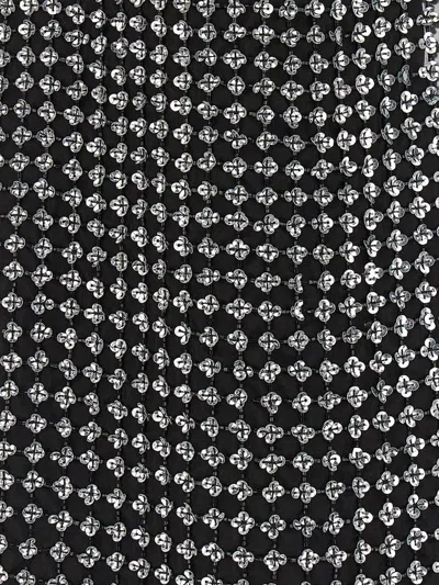 Max Mara Silk Organza Mini Dress With Floral Sequins In Black
