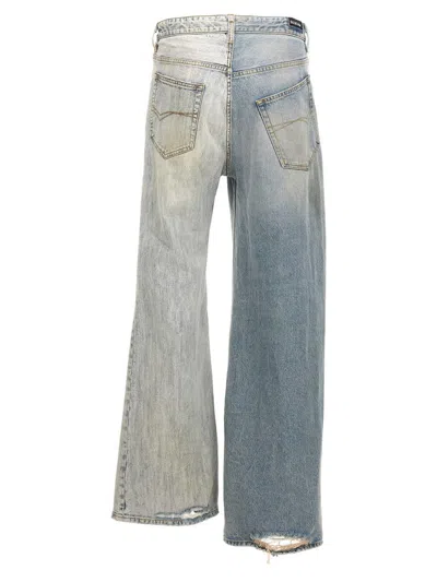 Balenciaga Fifty-fifty Light Blue Jeans With Asymmetric Legs In Denim Women In Blue