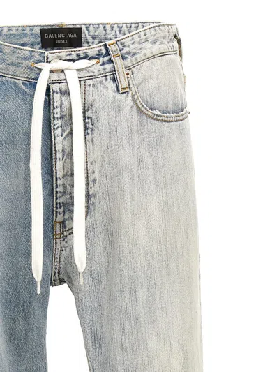 Balenciaga Fifty-fifty Light Blue Jeans With Asymmetric Legs In Denim Women In Blue