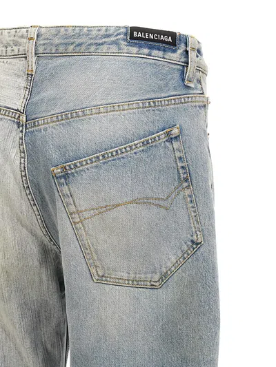 Balenciaga Fifty-fifty Light Blue Jeans With Asymmetric Legs In Denim Women In Blue